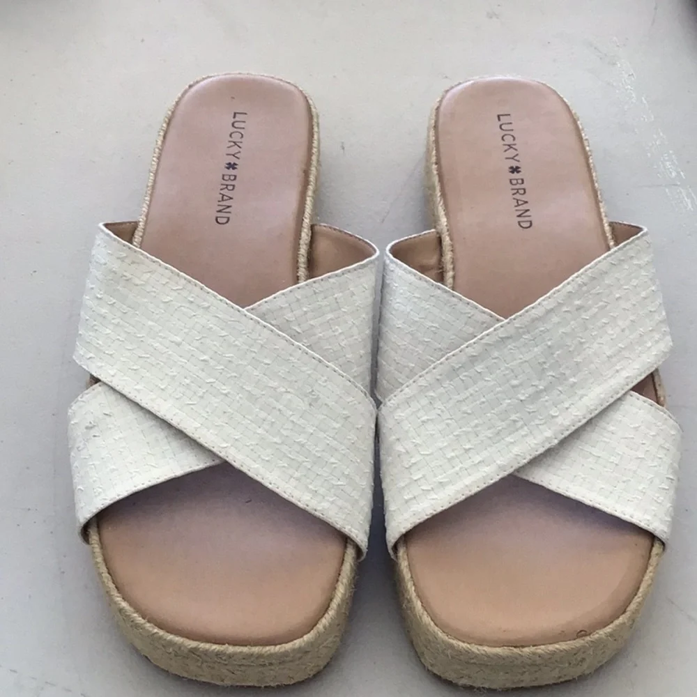 Lucky brand espadrille sandal strap cream beige sz 9 nwt